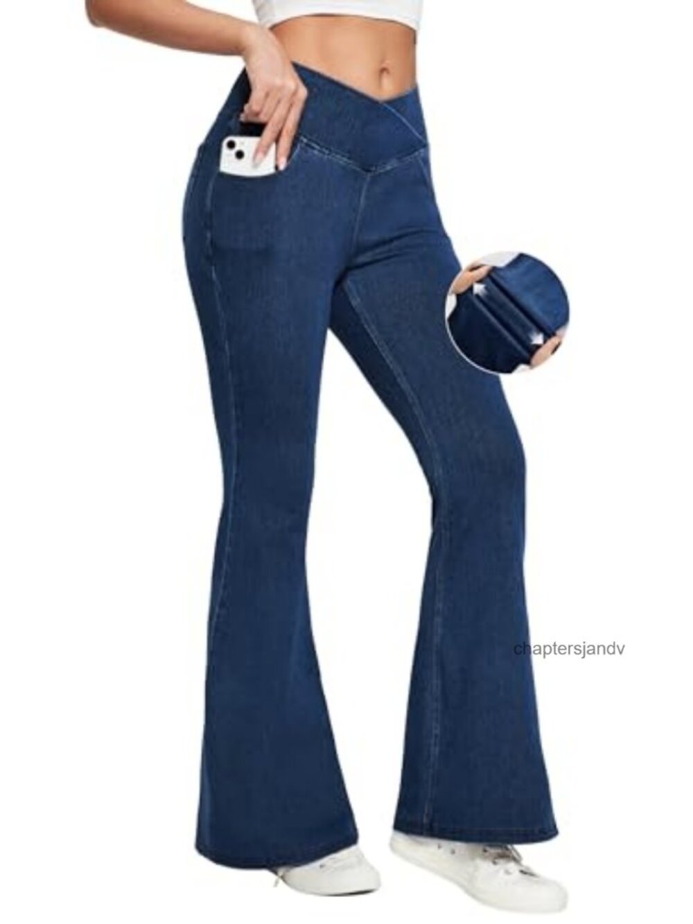 Womens Flare Bell Bottom Jeans High Waisted Stretchy Pull On Jeggings Tummy